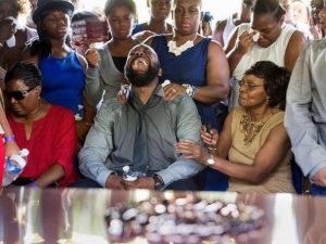 Michael Brown, Sr. at his son's burial