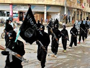 ISIS fighters on the march in the western Iraqi desert.