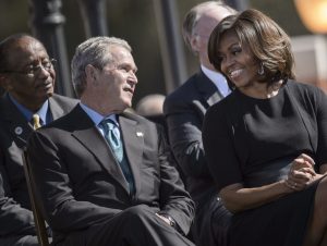 President Bush and first lay Michelle Obama