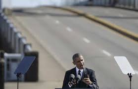 President Obama speaks at the Edmund Pettus bridge