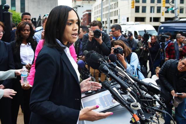 Baltimore State Attorney Marilyn Mosby announces charges during a news conference on Friday, 