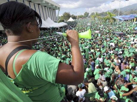 Massive crowd of Jamaica Labor Party supporters at the National Arena...