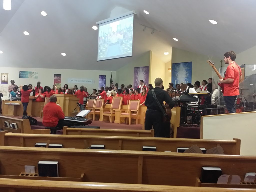 Scenes from the performance of the SUNY Plattsburgh Gospel choir in concert at Beulah Baptist Church