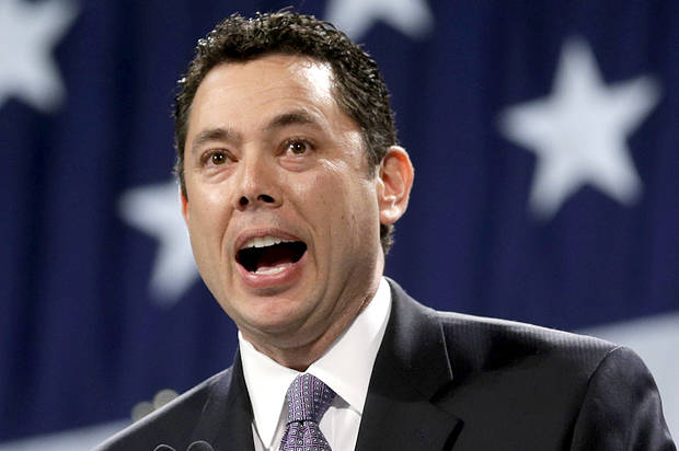 Rep. Jason Chaffetz, R-Utah, speaks during the Utah Republican Party nominating convention Saturday, April 26, 2014, in Sandy, Utah. About 4,000 Republican delegates are gathering in Sandy for their state nominating convention Saturday to pick the party's candidates for four congressional seats and nine legislative races. (AP Photo/Rick Bowmer)