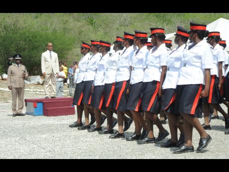Female cops at passing out parade. 