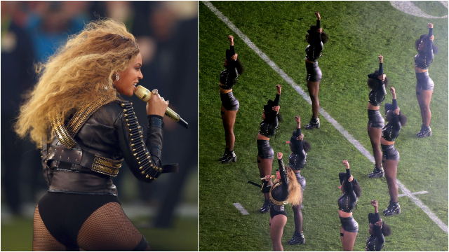 Beyonce and her dancers during super bowl 50...