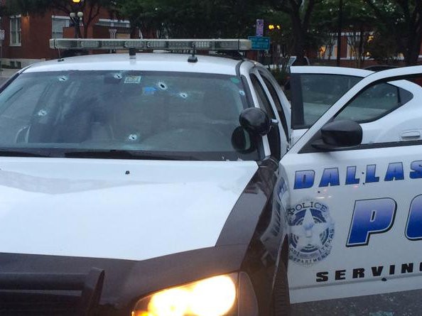Dallas Police car with bullet holes....