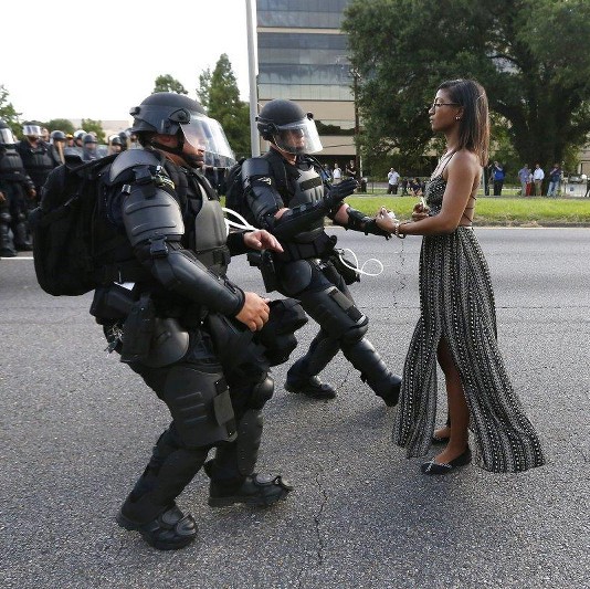 Icon imagery of Leshia Evans before she was arrested in Baton Rouge Lousiiana.. Jonathan Bachman photo..
