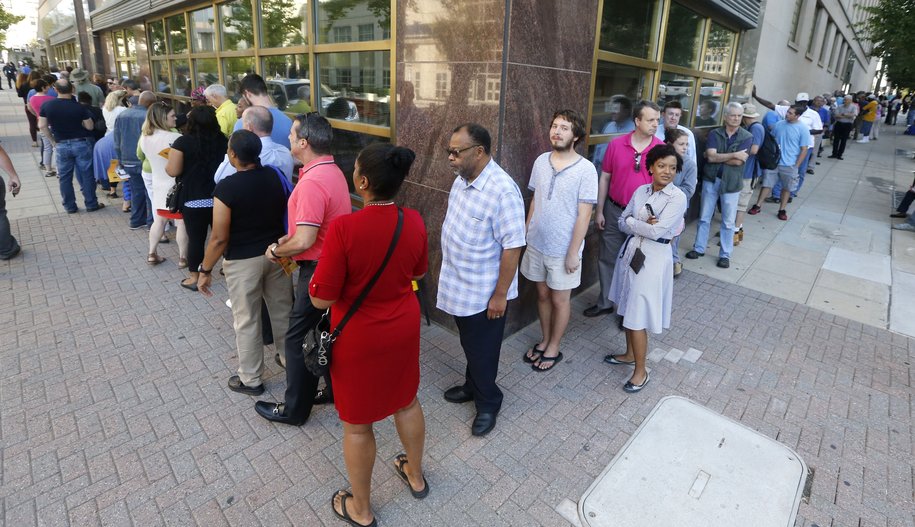 Long lines on the first day of early voting in  Wake County 