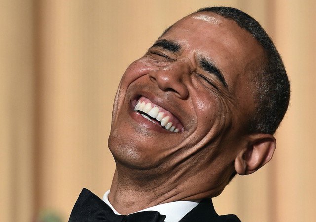 President Barack Hussein Obama having a really light moment.... 